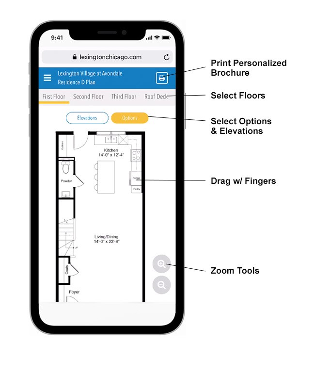 Graphic Language Interactive floorplan mobile view