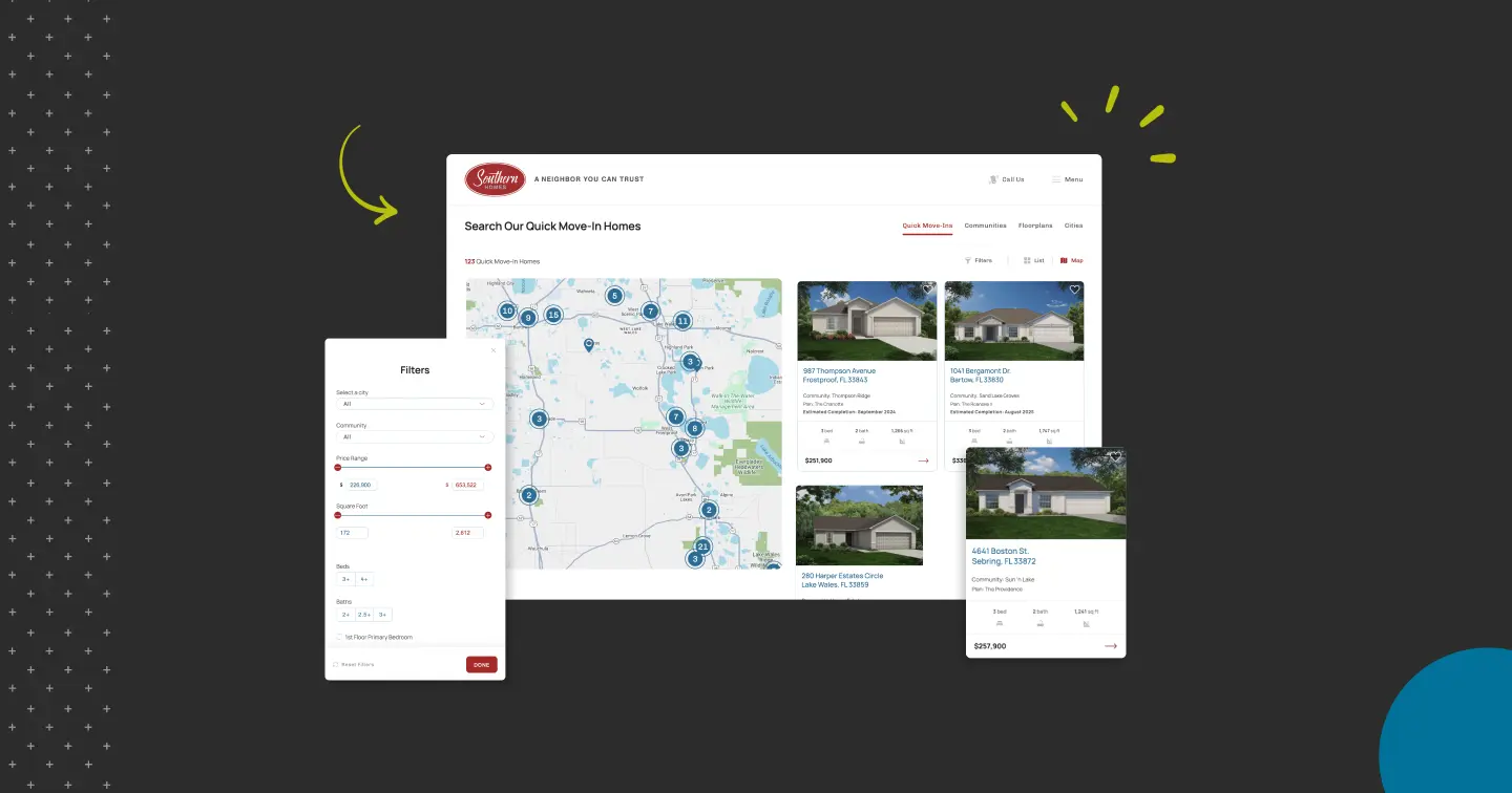 Screenshots of Southern Homes website